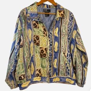 NWOT VTG 80s 90s 100% Silk Windbreaker Bomber Track Jacket Full Zip Women's M